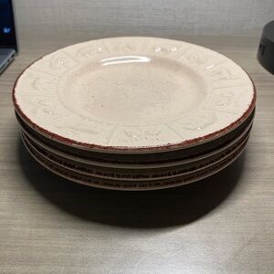 Bass Pro Shops Cream and Brown Wilderness Salad Plates X 4  7 3/4”